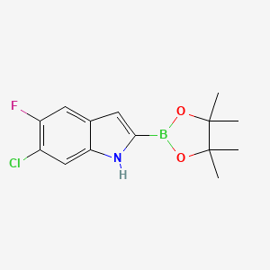 molecular formula C14H16BClFNO2 B13864613 6-chloro-5-fluoro-2-(4,4,5,5-tetramethyl-1,3,2-dioxaborolan-2-yl)-1H-indole 