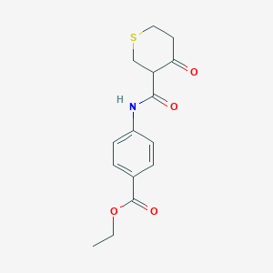 molecular formula C15H17NO4S B13864664 Ethyl 4-[(4-oxothiane-3-carbonyl)amino]benzoate 