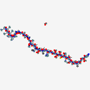 acetic acid;(4S)-5-[[2-[[(2S,3R)-1-[[(2S)-1-[[(2S,3R)-1-[[(2S)-1-[[(2S)-1-[[(2S)-1-[[(2S)-1-[[(2S)-6-amino-1-[[(2S)-5-amino-1-[[(2S)-1-[[(2S)-1-[[(2S)-1-[[(2S)-1-[[(2S)-1-[[(2S)-1-[[(2S)-1-[[(2S)-1-[[(2S)-1-[[(2S,3S)-1-[[(2S)-1-[[(2S)-1-[[(2S)-1-[[(2S)-6-amino-1-[[(2S)-4-amino-1-[[2-[[2-[(2S)-2-[[(2S)-1-[[(2S)-1-[[2-[[(2S)-1-[(2S)-2-[(2S)-2-[[(2S)-1-[[(2S)-6-amino-1-[[(2S)-6-amino-1-[[(2S)-6-amino-1-[[(2S)-6-amino-1-[[(2S)-6-amino-1-[[(2S)-1,6-diamino-1-oxohexan-2-yl]amino]-1-oxohexan-2-yl]amino]-1-oxohexan-2-yl]amino]-1-oxohexan-2-yl]amino]-1-oxohexan-2-yl]amino]-1-oxohexan-2-yl]amino]-3-hydroxy-1-oxopropan-2-yl]carbamoyl]pyrrolidine-1-carbonyl]pyrrolidin-1-yl]-1-oxopropan-2-yl]amino]-2-oxoethyl]amino]-3-hydroxy-1-oxopropan-2-yl]amino]-3-hydroxy-1-oxopropan-2-yl]carbamoyl]pyrrolidin-1-yl]-2-oxoethyl]amino]-2-oxoethyl]amino]-1,4-dioxobutan-2-yl]amino]-1-oxohexan-2-yl]amino]-4-methyl-1-oxopentan-2-yl]amino]-3-(1H-indol-3-yl)-1-oxopropan-2-yl]amino]-4-carboxy-1-oxobutan-2-yl]amino]-3-methyl-1-oxopentan-2-yl]amino]-1-oxo-3-phenylpropan-2-yl]amino]-4-methyl-1-oxopentan-2-yl]amino]-5-carbamimidamido-1-oxopentan-2-yl]amino]-3-methyl-1-oxobutan-2-yl]amino]-1-oxopropan-2-yl]amino]-4-carboxy-1-oxobutan-2-yl]amino]-4-carboxy-1-oxobutan-2-yl]amino]-4-carboxy-1-oxobutan-2-yl]amino]-4-methylsulfanyl-1-oxobutan-2-yl]amino]-1,5-dioxopentan-2-yl]amino]-1-oxohexan-2-yl]amino]-3-hydroxy-1-oxopropan-2-yl]amino]-4-methyl-1-oxopentan-2-yl]amino]-3-carboxy-1-oxopropan-2-yl]amino]-3-hydroxy-1-oxopropan-2-yl]amino]-3-hydroxy-1-oxobutan-2-yl]amino]-1-oxo-3-phenylpropan-2-yl]amino]-3-hydroxy-1-oxobutan-2-yl]amino]-2-oxoethyl]amino]-4-[[2-[[(2S)-2-amino-3-(1H-imidazol-5-yl)propanoyl]amino]acetyl]amino]-5-oxopentanoic acid