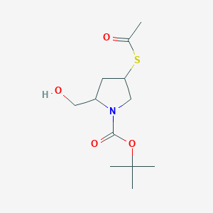 molecular formula C12H21NO4S B13864711 Tert-butyl 4-acetylsulfanyl-2-(hydroxymethyl)pyrrolidine-1-carboxylate 