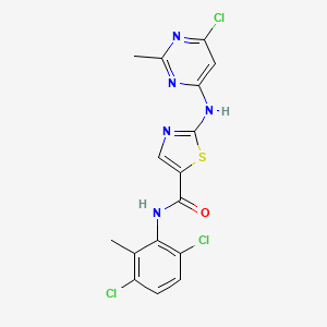 molecular formula C16H12Cl3N5OS B13864715 2-((6-Chloro-2-methylpyrimidin-4-yl)amino)-N-(3,6-dichloro-2-methylphenyl)thiazole-5-carboxamide 