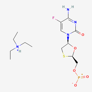 molecular formula C14H25FN4O5PS+ B13864770 Emtricitabine phosphonic acid triethylammonium salt 