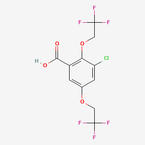 molecular formula C11H7ClF6O4 B13864772 3-Chloro-2,5-bis(2,2,2-trifluoroethoxy)benzoic Acid 