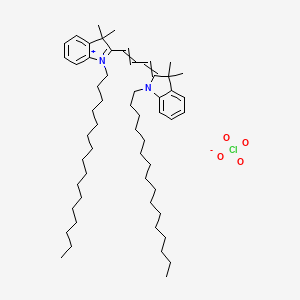 molecular formula C55H89ClN2O4 B13865032 1-Hexadecyl-2-[3-(1-hexadecyl-3,3-dimethyl-1,3-dihydro-2H-indol-2-ylidene)prop-1-en-1-yl]-3,3-dimethyl-3H-indol-1-ium perchlorate CAS No. 84109-11-5