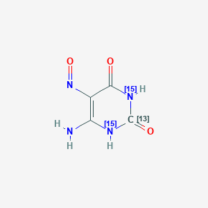 molecular formula C4H4N4O3 B13865059 6-Amino-5-nitrosouracil-13C,15N2 