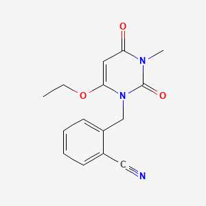 molecular formula C15H15N3O3 B13865147 2-[(6-Ethoxy-3,4-dihydro-3-methyl-2,4-dioxo-1(2H)-pyrimidinyl)methyl]-benzonitrile 