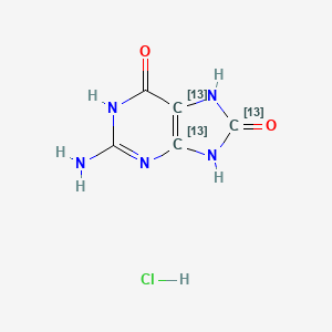 molecular formula C5H6ClN5O2 B13865183 2-Amino-6,8-dihydroxypurine-13C3 Hydrochloride 