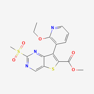 molecular formula C16H15N3O5S2 B13865191 Methyl 7-(2-ethoxypyridin-3-yl)-2-methylsulfonylthieno[3,2-d]pyrimidine-6-carboxylate 