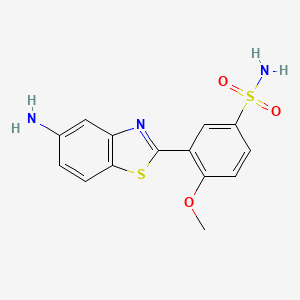 molecular formula C14H13N3O3S2 B13865264 3-(5-Amino-1,3-benzothiazol-2-yl)-4-methoxybenzenesulfonamide 