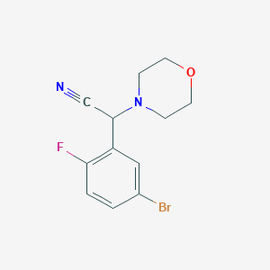 molecular formula C12H12BrFN2O B1386617 2-(5-Bromo-2-fluorophenyl)-2-(morpholin-4-yl)acetonitrile CAS No. 1157264-67-9