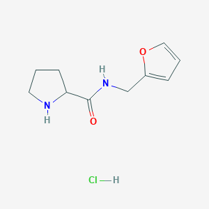 molecular formula C10H15ClN2O2 B1386629 N-(2-Furylmethyl)-2-pyrrolidinecarboxamide hydrochloride CAS No. 1078162-92-1