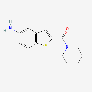 molecular formula C14H16N2OS B13867346 Piperidine, 1-[(5-aminobenzo[b]thien-2-yl)carbonyl]- CAS No. 832102-94-0