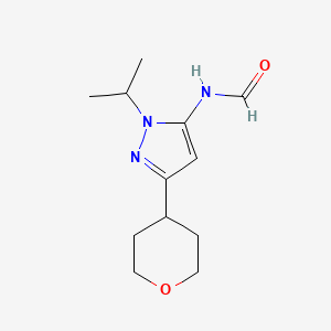 N-[5-(oxan-4-yl)-2-propan-2-ylpyrazol-3-yl]formamide