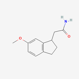 molecular formula C12H15NO2 B13867358 2-(6-methoxy-2,3-dihydro-1H-inden-1-yl)acetamide 