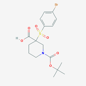 molecular formula C17H22BrNO6S B13867382 3-(4-Bromophenyl)sulfonyl-1-[(2-methylpropan-2-yl)oxycarbonyl]piperidine-3-carboxylic acid 