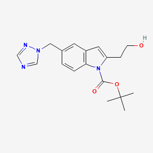 molecular formula C18H22N4O3 B13867555 Tert-butyl 2-(2-hydroxyethyl)-5-(1,2,4-triazol-1-ylmethyl)indole-1-carboxylate 