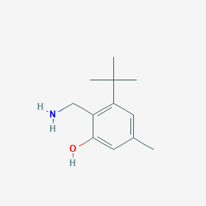 molecular formula C12H19NO B13867575 2-(Aminomethyl)-3-tert-butyl-5-methylphenol 