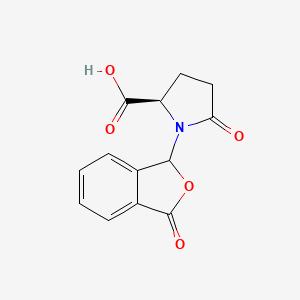 molecular formula C13H11NO5 B1386763 5-oxo-1-(3-oxo-1,3-dihydro-2-benzofuran-1-yl)-D-proline CAS No. 1217542-54-5