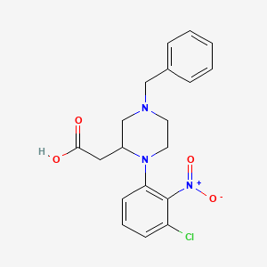 2-[4-Benzyl-1-(3-chloro-2-nitrophenyl)piperazin-2-yl]acetic acid