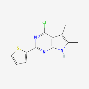 molecular formula C12H10ClN3S B13867839 4-chloro-5,6-dimethyl-2-thiophen-2-yl-7H-pyrrolo[2,3-d]pyrimidine 