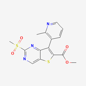 molecular formula C15H13N3O4S2 B13867856 Methyl 7-(2-methylpyridin-3-yl)-2-methylsulfonylthieno[3,2-d]pyrimidine-6-carboxylate 