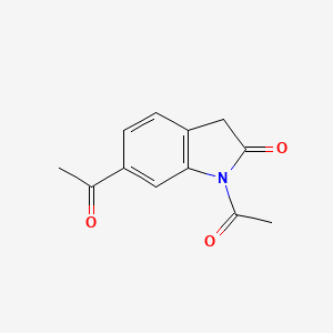 molecular formula C12H11NO3 B13867975 1,6-diacetyl-3H-indol-2-one 