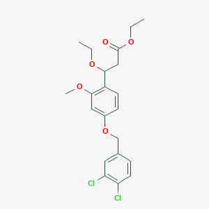 molecular formula C21H24Cl2O5 B13867978 Ethyl 3-[4-[(3,4-dichlorophenyl)methoxy]-2-methoxyphenyl]-3-ethoxypropanoate 