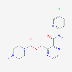 molecular formula C17H19ClN6O3 B13867989 (3-((5-Chloropyridin-2-yl)carbamoyl)pyrazin-2-yl)methyl 4-methylpiperazine-1-carboxylate 