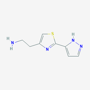 molecular formula C8H10N4S B13868071 2-[2-(1H-pyrazol-5-yl)-1,3-thiazol-4-yl]ethanamine 