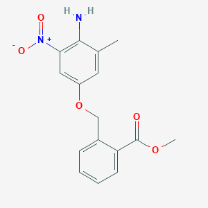 molecular formula C16H16N2O5 B13868139 Methyl 2-[(4-amino-3-methyl-5-nitrophenoxy)methyl]benzoate 