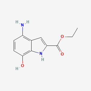 molecular formula C11H12N2O3 B13868242 Ethyl 4-amino-7-hydroxy-1H-indole-2-carboxylate CAS No. 1003709-03-2