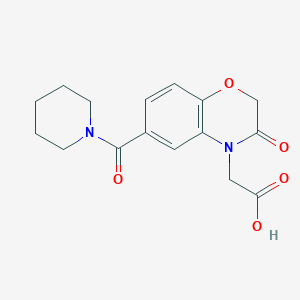 molecular formula C16H18N2O5 B1386825 [3-Oxo-6-(piperidin-1-ylcarbonyl)-2,3-dihydro-4H-1,4-benzoxazin-4-yl]acetic acid CAS No. 1031582-05-4