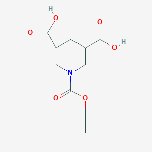 molecular formula C13H21NO6 B13868325 3-Methyl-1-[(2-methylpropan-2-yl)oxycarbonyl]piperidine-3,5-dicarboxylic acid 