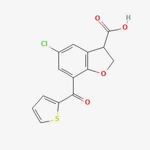 5-Chloro-7-(thiophene-2-carbonyl)-2,3-dihydro-1-benzofuran-3-carboxylic acid