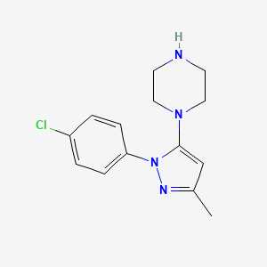 molecular formula C14H17ClN4 B13868466 1-[2-(4-Chlorophenyl)-5-methylpyrazol-3-yl]piperazine 