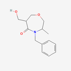 molecular formula C14H19NO3 B13868595 4-Benzyl-6-(hydroxymethyl)-3-methyl-1,4-oxazepan-5-one 