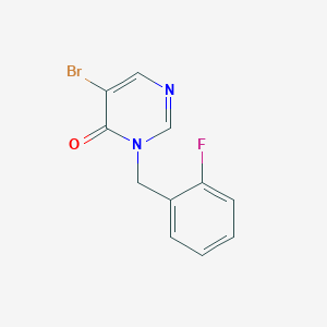 molecular formula C11H8BrFN2O B13868609 5-Bromo-3-[(2-fluorophenyl)methyl]pyrimidin-4-one 