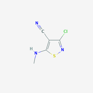 molecular formula C5H4ClN3S B13868640 3-Chloro-5-(methylamino)-1,2-thiazole-4-carbonitrile 