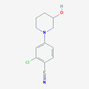 molecular formula C12H13ClN2O B13868711 2-Chloro-4-(3-hydroxypiperidin-1-yl)benzonitrile 