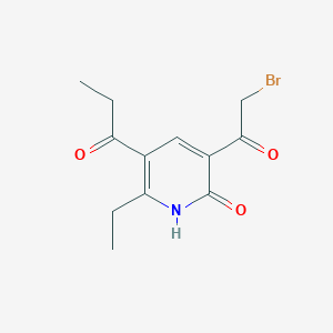 molecular formula C12H14BrNO3 B13868761 3-(2-bromoacetyl)-6-ethyl-5-propionyl-1H-pyridin-2-one 