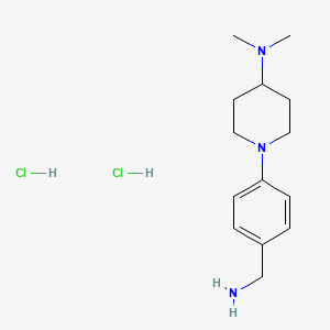 molecular formula C14H25Cl2N3 B13868812 1-(4-(Aminomethyl)phenyl)-N,N-dimethylpiperidin-4-amine dihydrochloride 