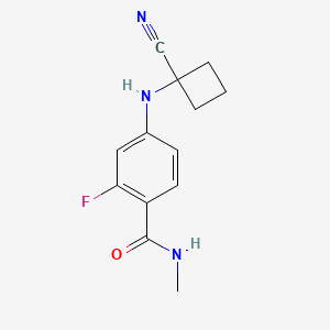 molecular formula C13H14FN3O B1386882 4-((1-氰代环丁基)氨基)-2-氟-N-甲基苯甲酰胺 CAS No. 915087-26-2