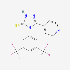 molecular formula C15H8F6N4S B1386888 4-[3,5-Bis(trifluoromethyl)phenyl]-5-pyridin-4-yl-4H-1,2,4-triazole-3-thiol CAS No. 1170510-97-0