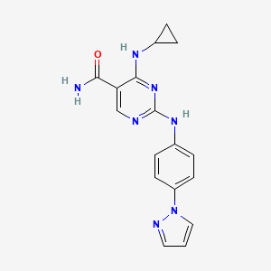 4-(cyclopropylamino)-2-(4-pyrazol-1-ylanilino)pyrimidine-5-carboxamide