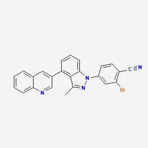 molecular formula C24H15BrN4 B13869063 2-Bromo-4-(3-methyl-4-quinolin-3-ylindazol-1-yl)benzonitrile 