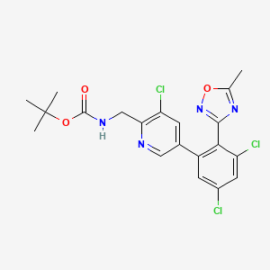 molecular formula C20H19Cl3N4O3 B13869078 tert-butyl N-[[3-chloro-5-[3,5-dichloro-2-(5-methyl-1,2,4-oxadiazol-3-yl)phenyl]pyridin-2-yl]methyl]carbamate 