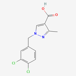 molecular formula C12H10Cl2N2O2 B13869090 1-[(3,4-Dichlorophenyl)methyl]-3-methylpyrazole-4-carboxylic acid 