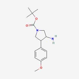 molecular formula C16H24N2O3 B13869178 Tert-butyl 3-amino-4-(4-methoxyphenyl)pyrrolidine-1-carboxylate CAS No. 959236-25-0