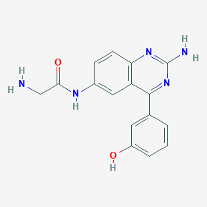 2-amino-N-[2-amino-4-(3-hydroxyphenyl)quinazolin-6-yl]acetamide