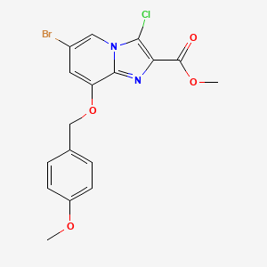 molecular formula C17H14BrClN2O4 B13869256 Methyl 6-bromo-3-chloro-8-[(4-methoxyphenyl)methoxy]imidazo[1,2-a]pyridine-2-carboxylate 